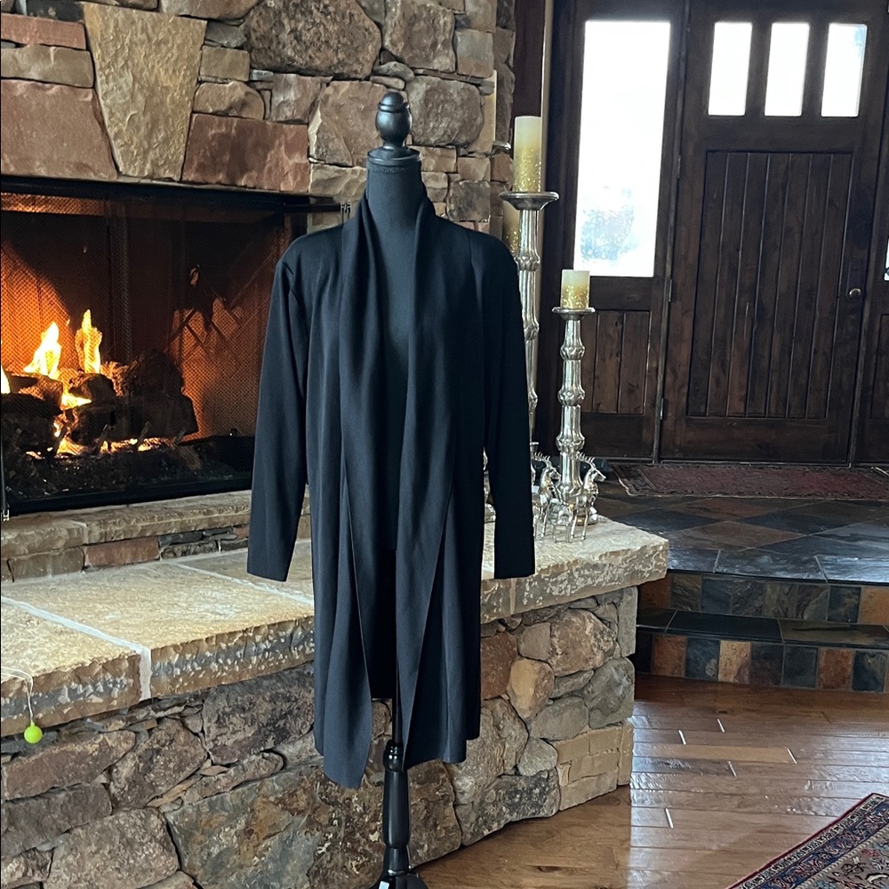 Misook Black Women's Long Cardigan